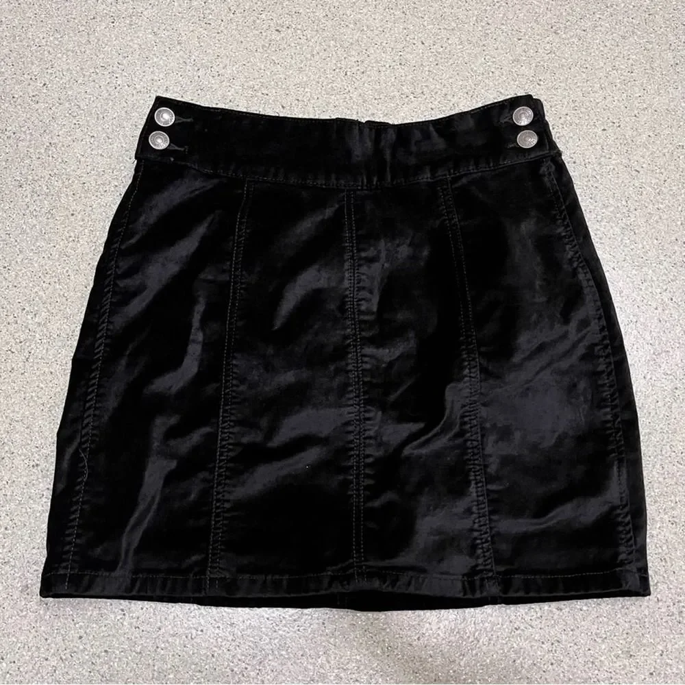 Free People Womens Black Velvet Kimora Side Button Mini Skirt Size 27